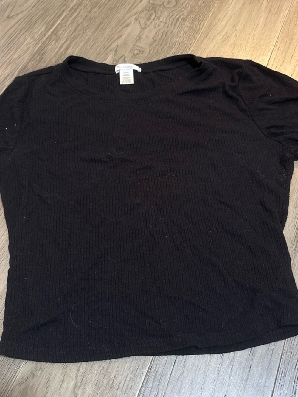 Bozzolo Black Ribbed Short Sleeve Tee